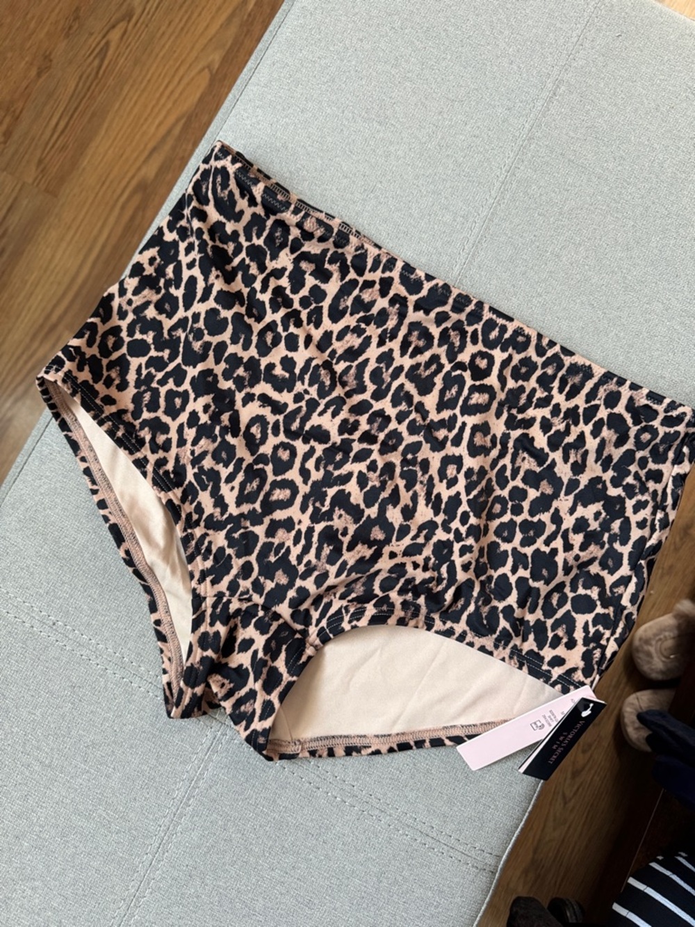 NWT Victoria's Secret Swim Sexy Leopard High Waist Boyshort Bikini Bottom SzM